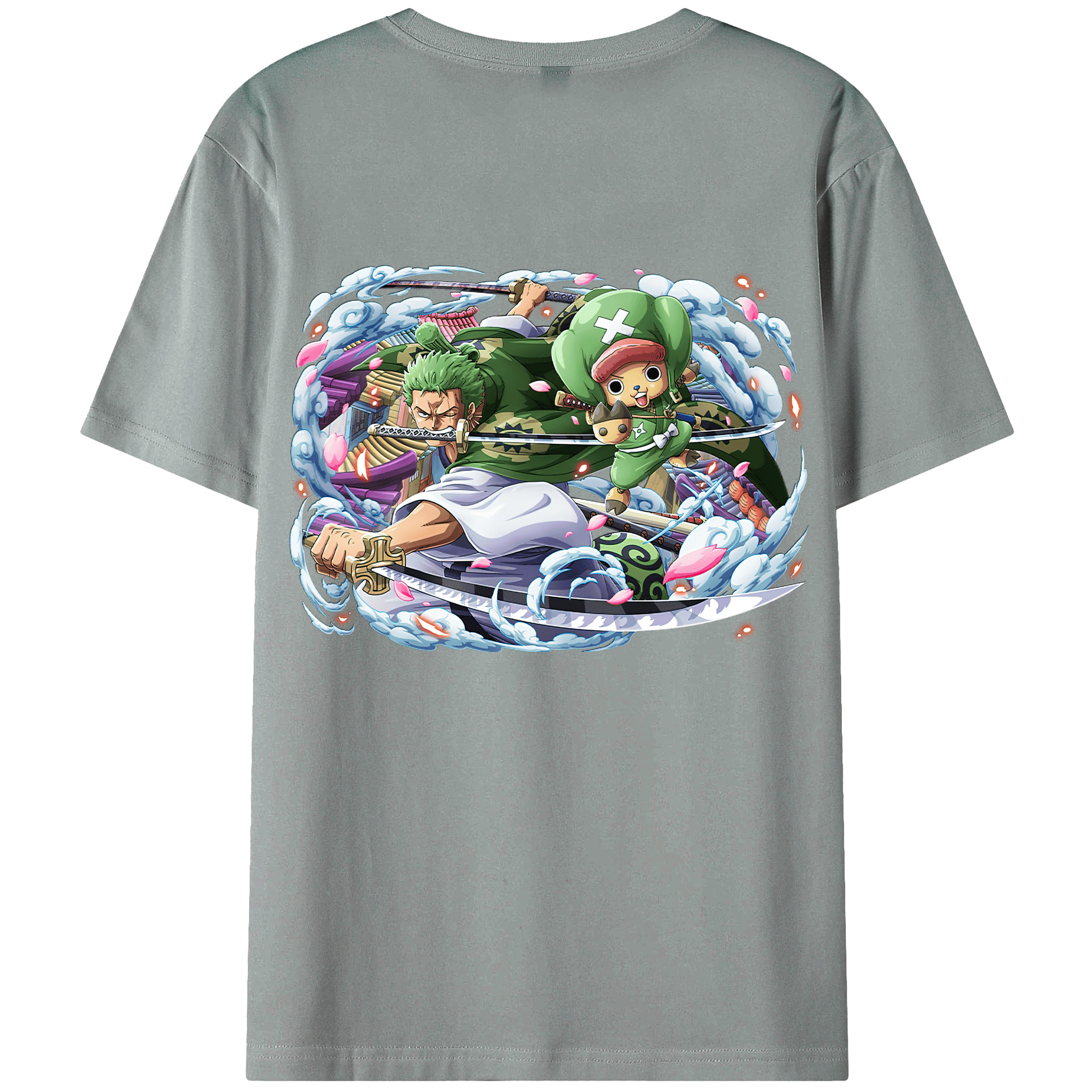 ワンピース ロロノア・ゾロ ONE PIECE Roronoa Zoro 綿100％ メンズ半袖Tシャツ（バックプリント） 通気性